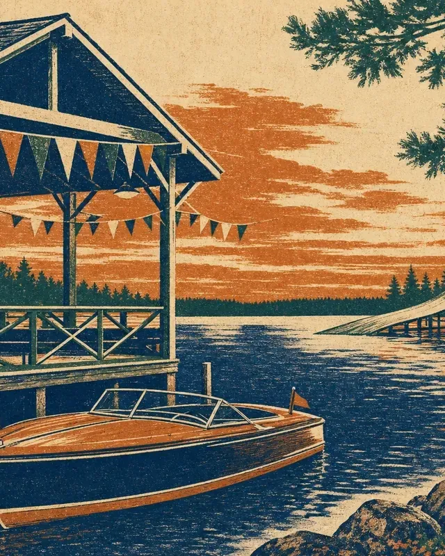 Print-style illustration for How Water Carnival reached ninety