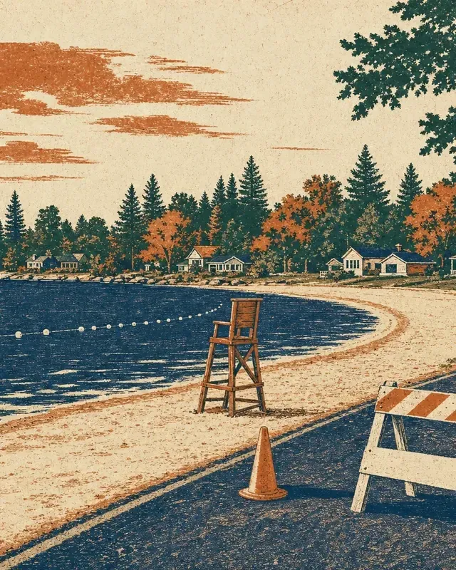 Print-style illustration for City Beach stayed open during the West Lake Drive work